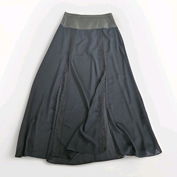 BCBGeneration Skirt Womens 10 Black 1/2 Lined Midi Sheer Lace Fairy Whimsigoth - Picture 7 of 16